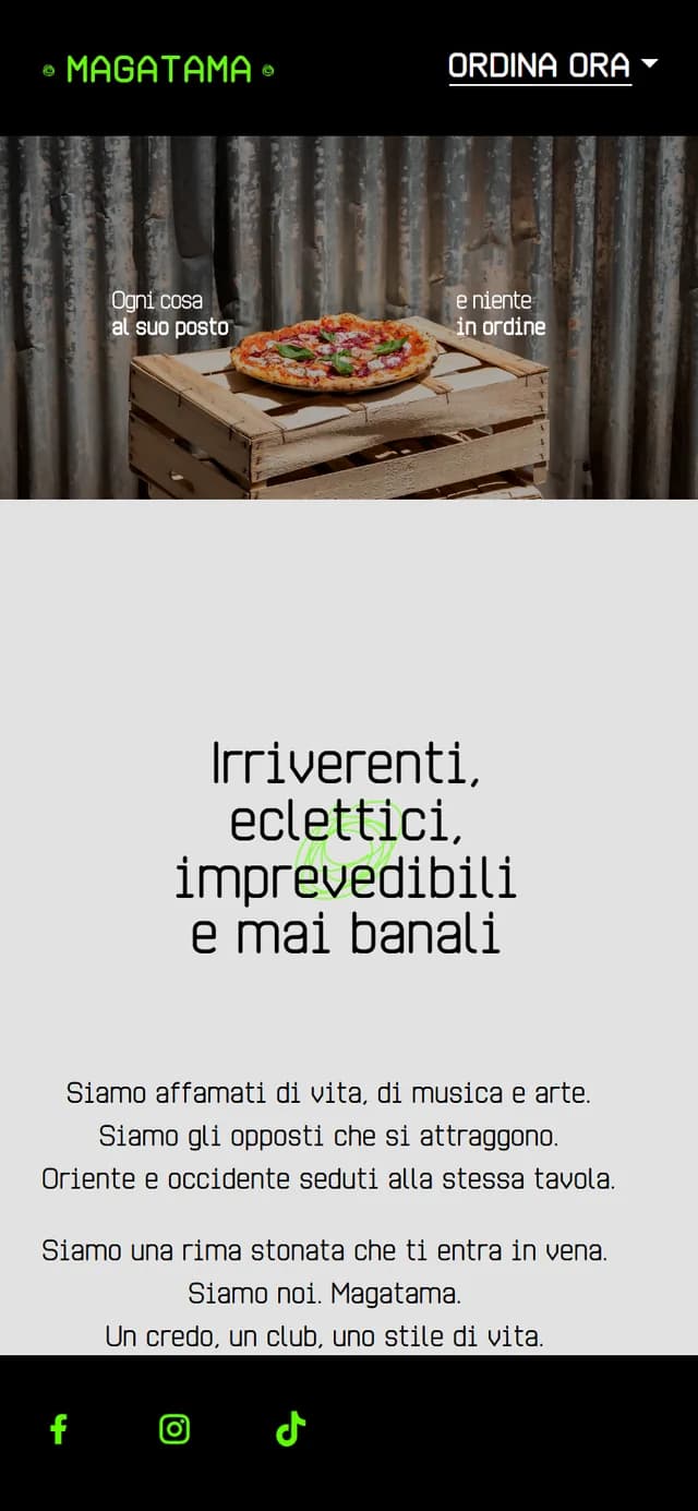 Homepage del sito Magatama su smartphone